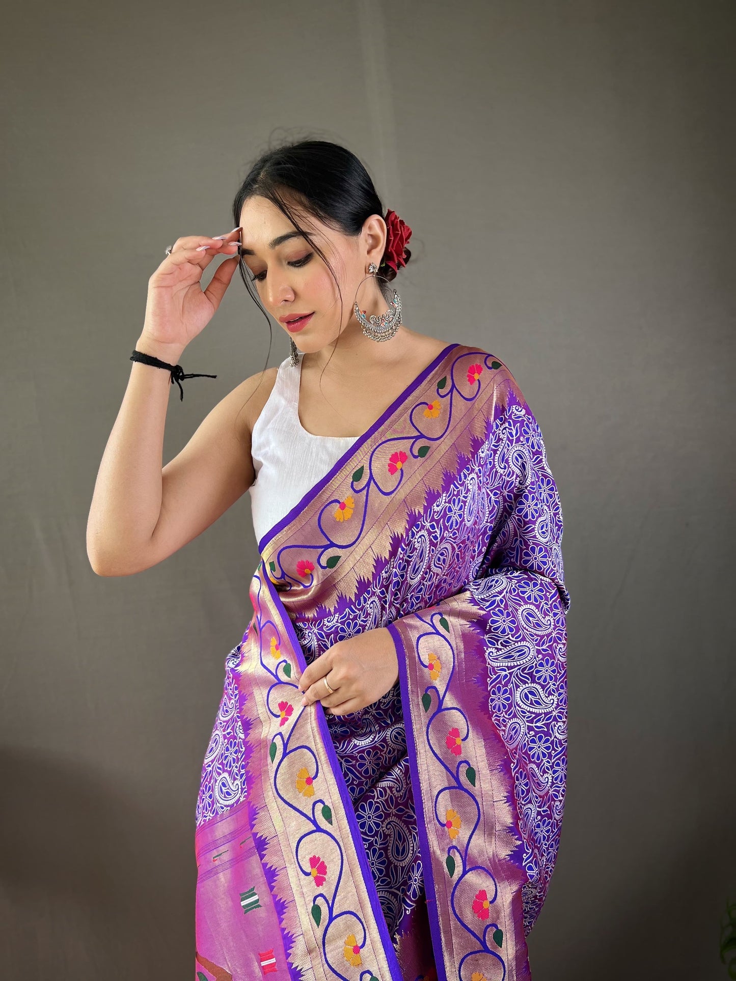 LIGHT PURPLE COLOR ELEGANT LUCKNOWI PAITHANI SILK SAREE