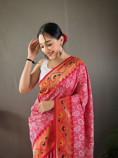 LIGHT PURPLE COLOR ELEGANT LUCKNOWI PAITHANI SILK SAREE