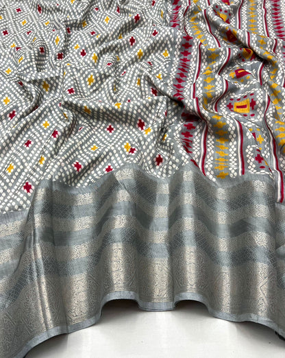 BLACK COLOR MULTIPLE JACQUARD WEAVING BORDER  SOFT DOLA SILK  SAREES