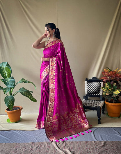 HUNTER GREEN COLOR PURE SOFT SILK WITH GOLDEN ZARI BORDER SAREE