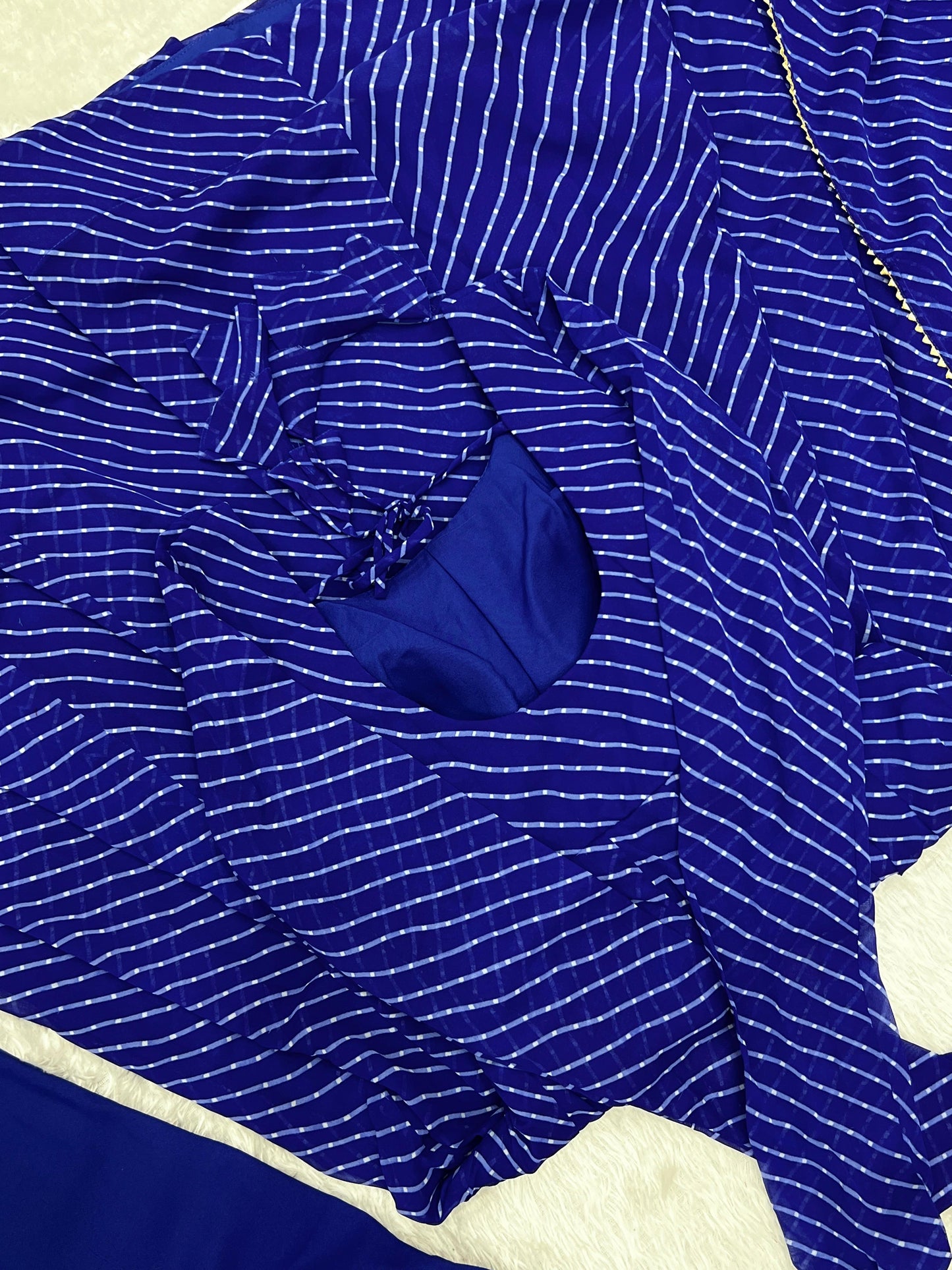 BLUE  LEHRIYA ANARKALI 3PC KURTA SET