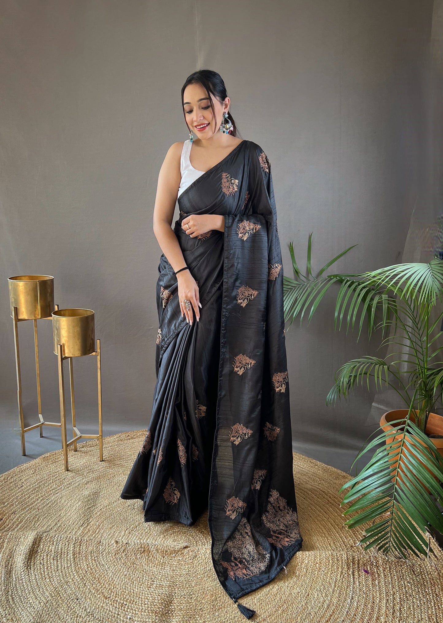 GOLDEN COLOR SOFT SILK WITH ZARI EMBROIDERY & PIPING WORK  SAREE