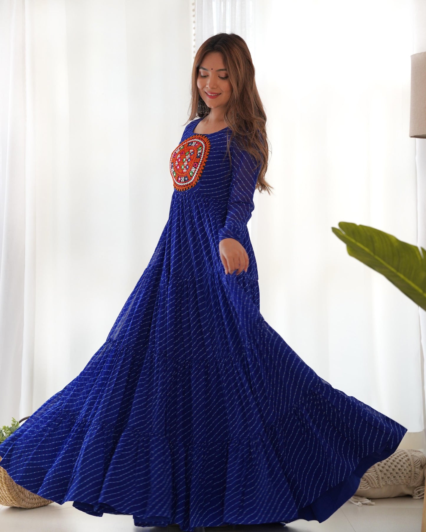 LEHERIYA BLUE  ANARKALI