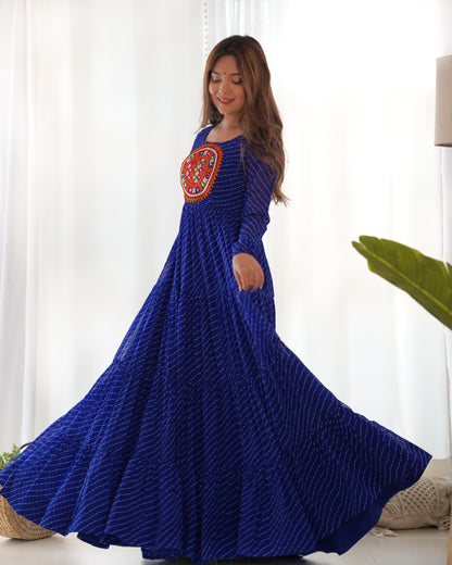 LEHERIYA BLUE  ANARKALI