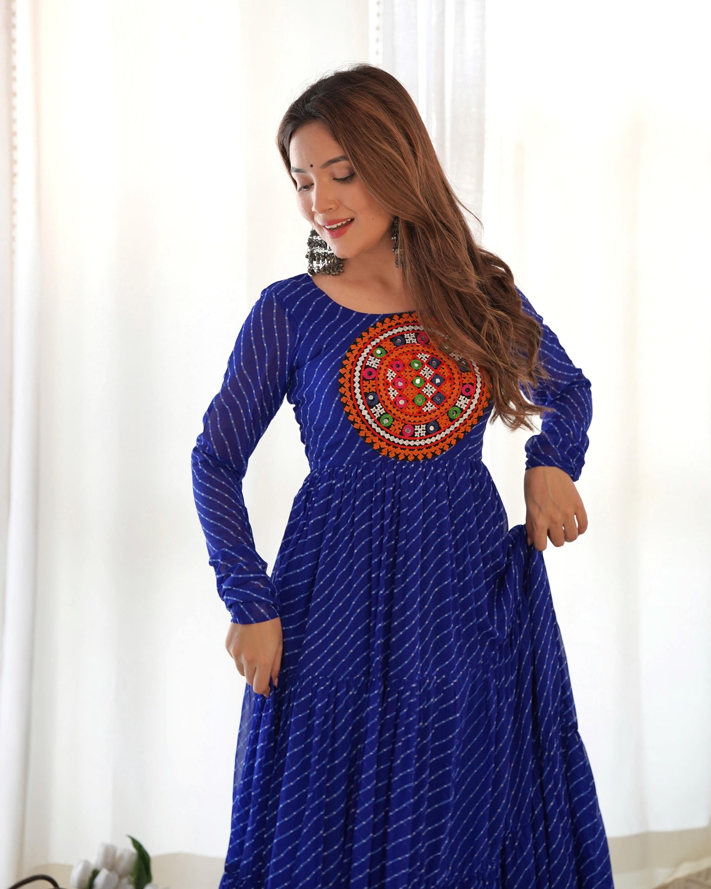 LEHERIYA BLUE  ANARKALI