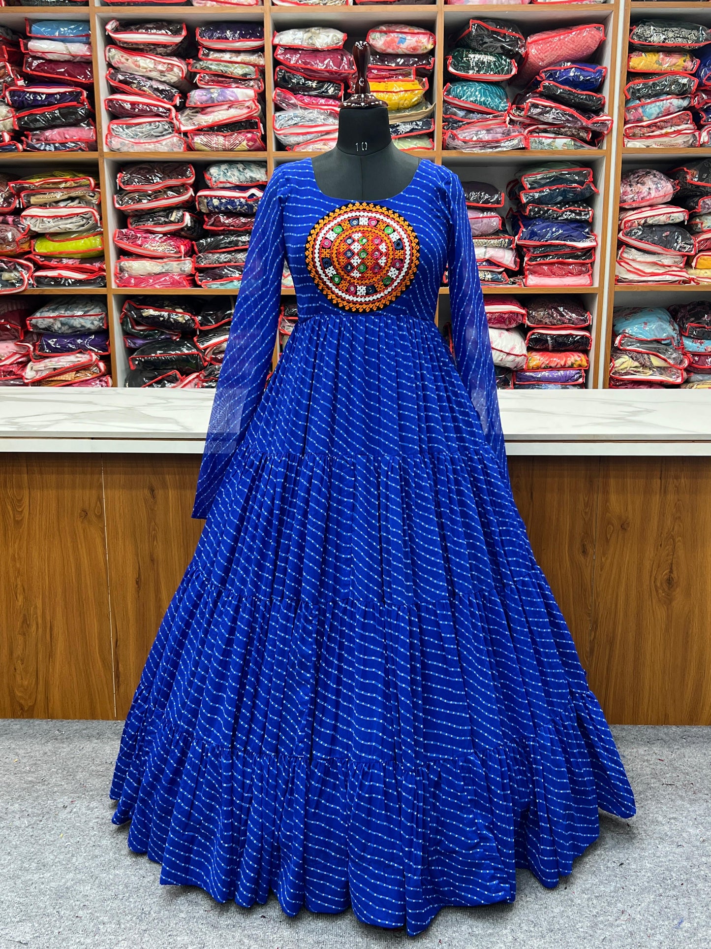 LEHERIYA BLUE  ANARKALI