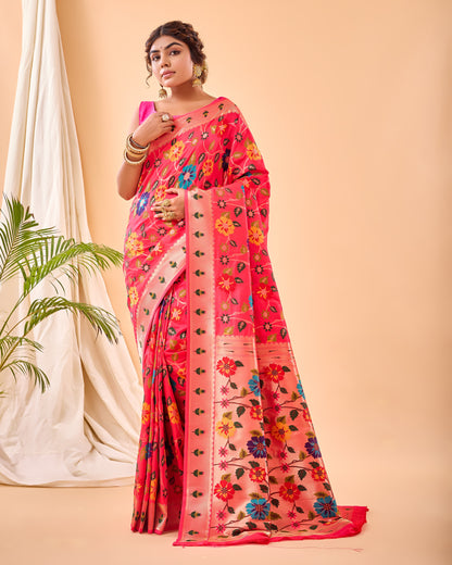 DARK BLUE PURE PAITHANI SILK SAREE