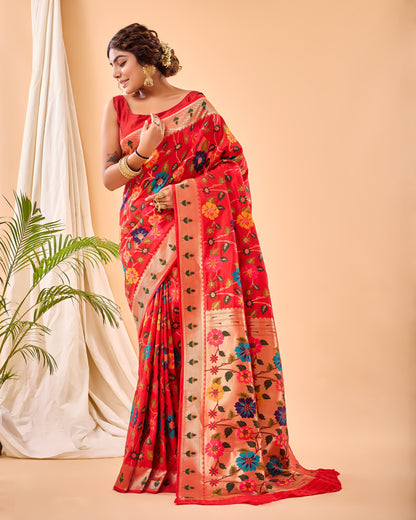 DARK BLUE PURE PAITHANI SILK SAREE