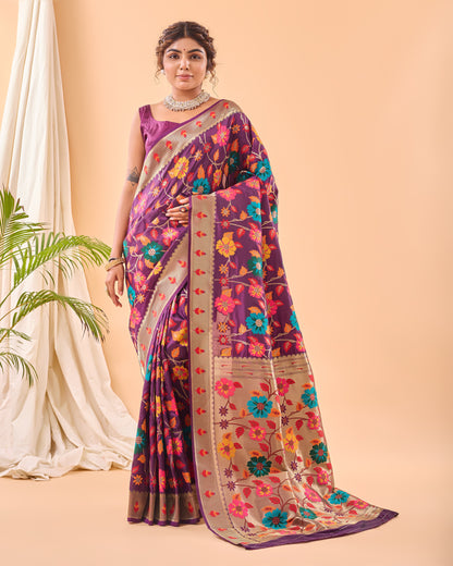 DARK BLUE PURE PAITHANI SILK SAREE