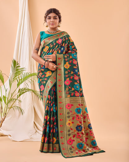 DARK BLUE PURE PAITHANI SILK SAREE