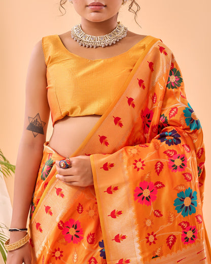 DARK BLUE PURE PAITHANI SILK SAREE