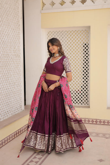 WINE  VISCOSE LEHENGA