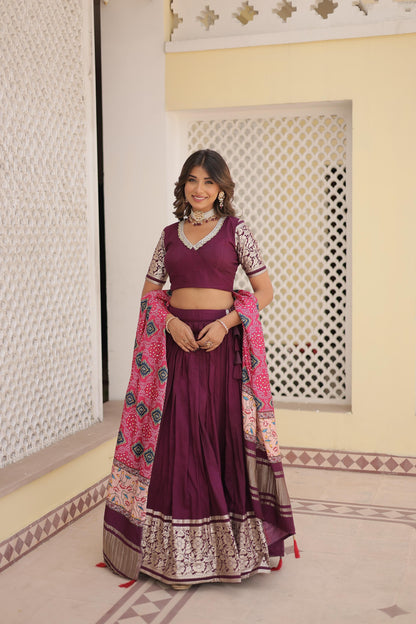 WINE  VISCOSE LEHENGA