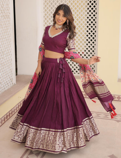 WINE  VISCOSE LEHENGA