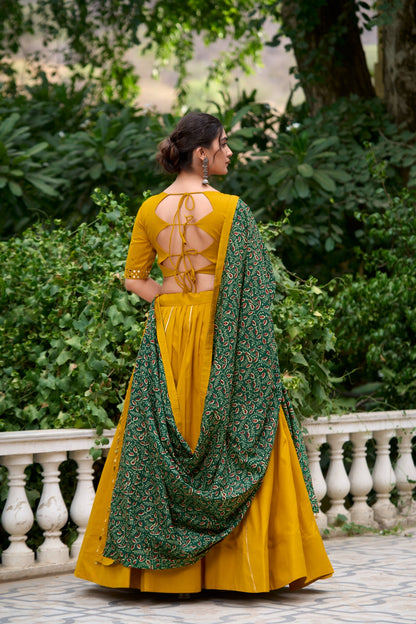 YELLOW GOTA PATTI TOUCH UP LEHENGA