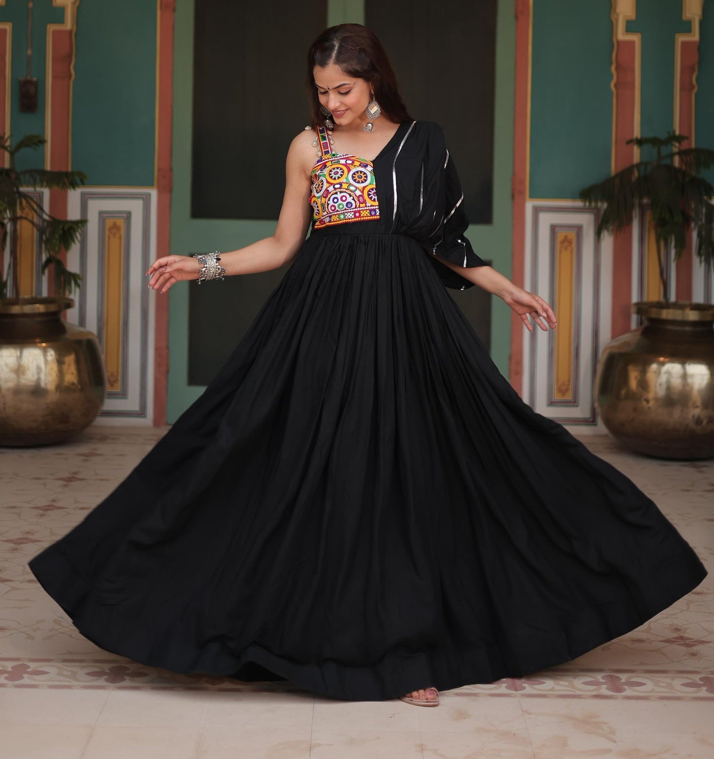 MAJESTY BLACK GARBA ANARKALI