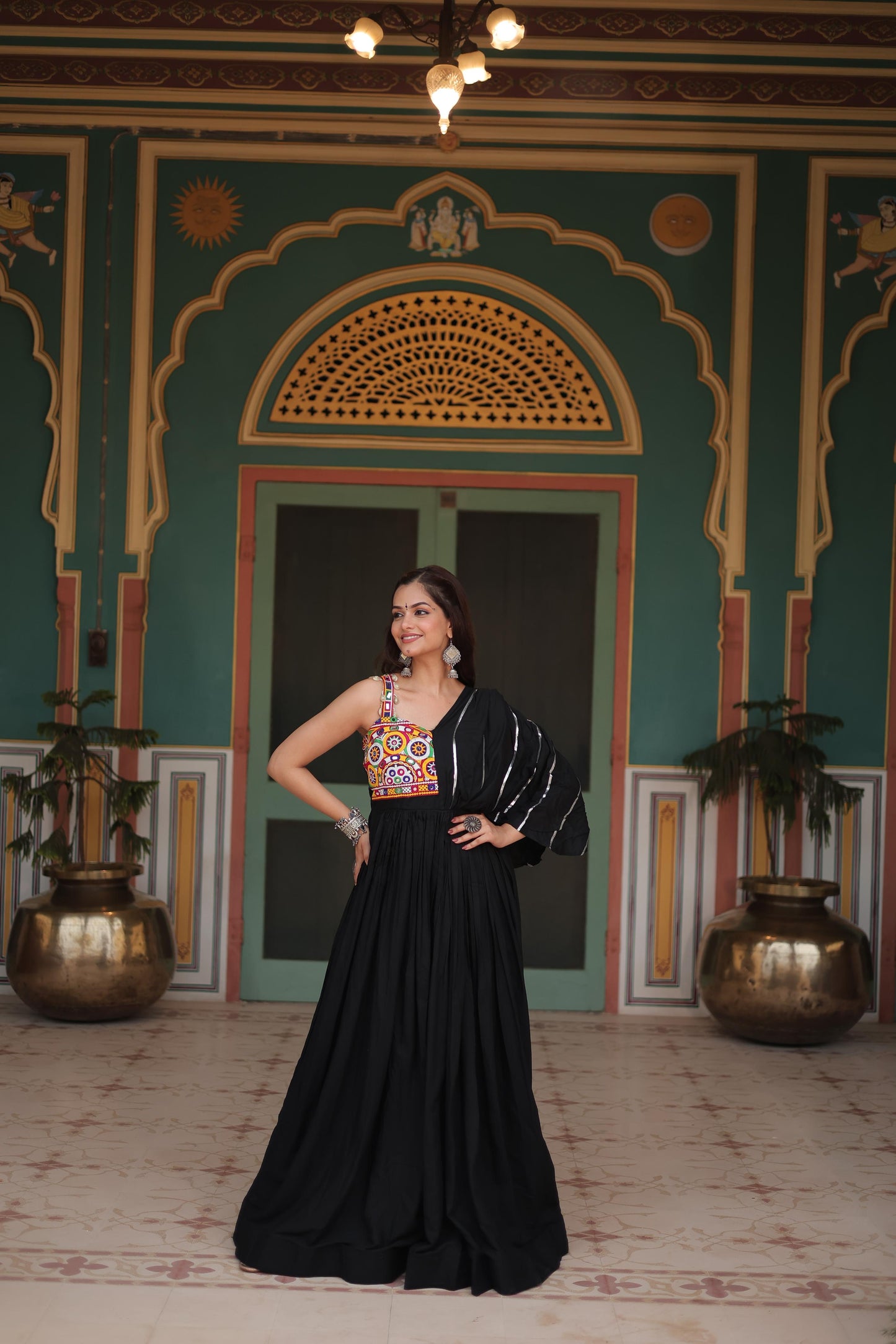 MAJESTY BLACK GARBA ANARKALI