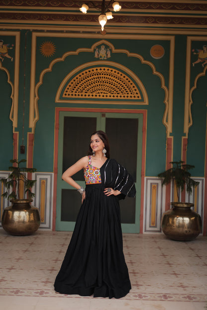 MAJESTY BLACK GARBA ANARKALI