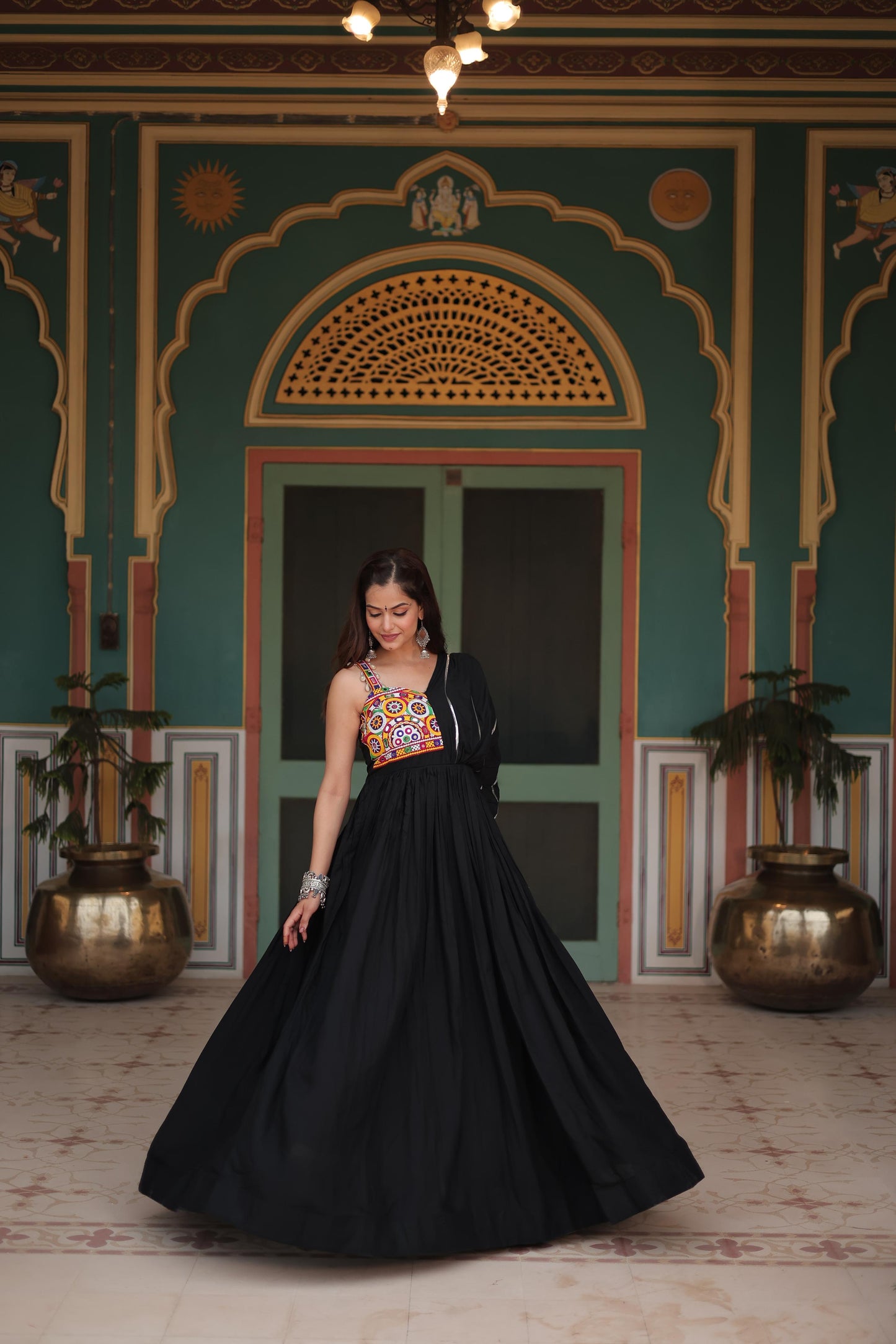 MAJESTY BLACK GARBA ANARKALI