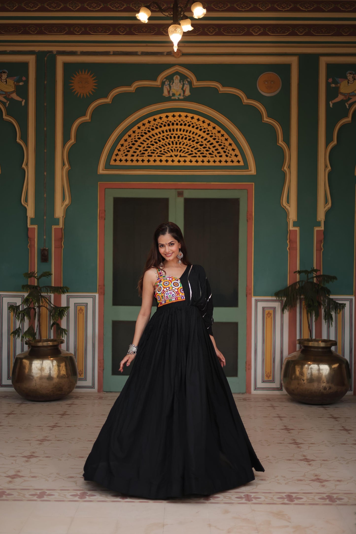 MAJESTY BLACK GARBA ANARKALI