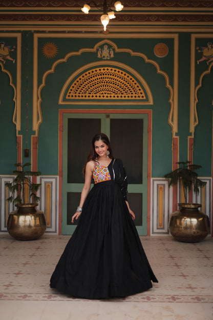 MAJESTY BLACK GARBA ANARKALI