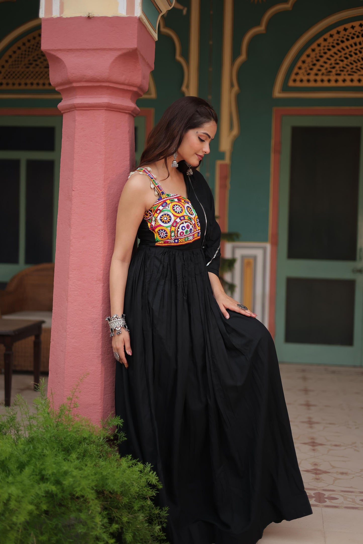 MAJESTY BLACK GARBA ANARKALI