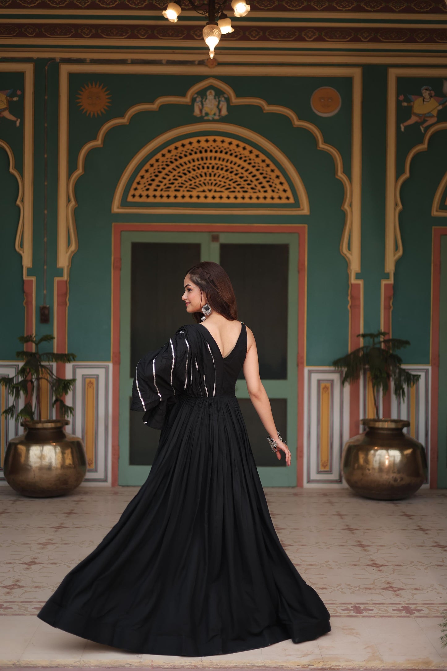 MAJESTY BLACK GARBA ANARKALI