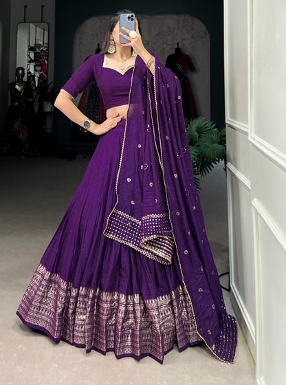 DEEP PURPLE  ZARI BORDER LEHENGA