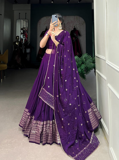 DEEP PURPLE  ZARI BORDER LEHENGA