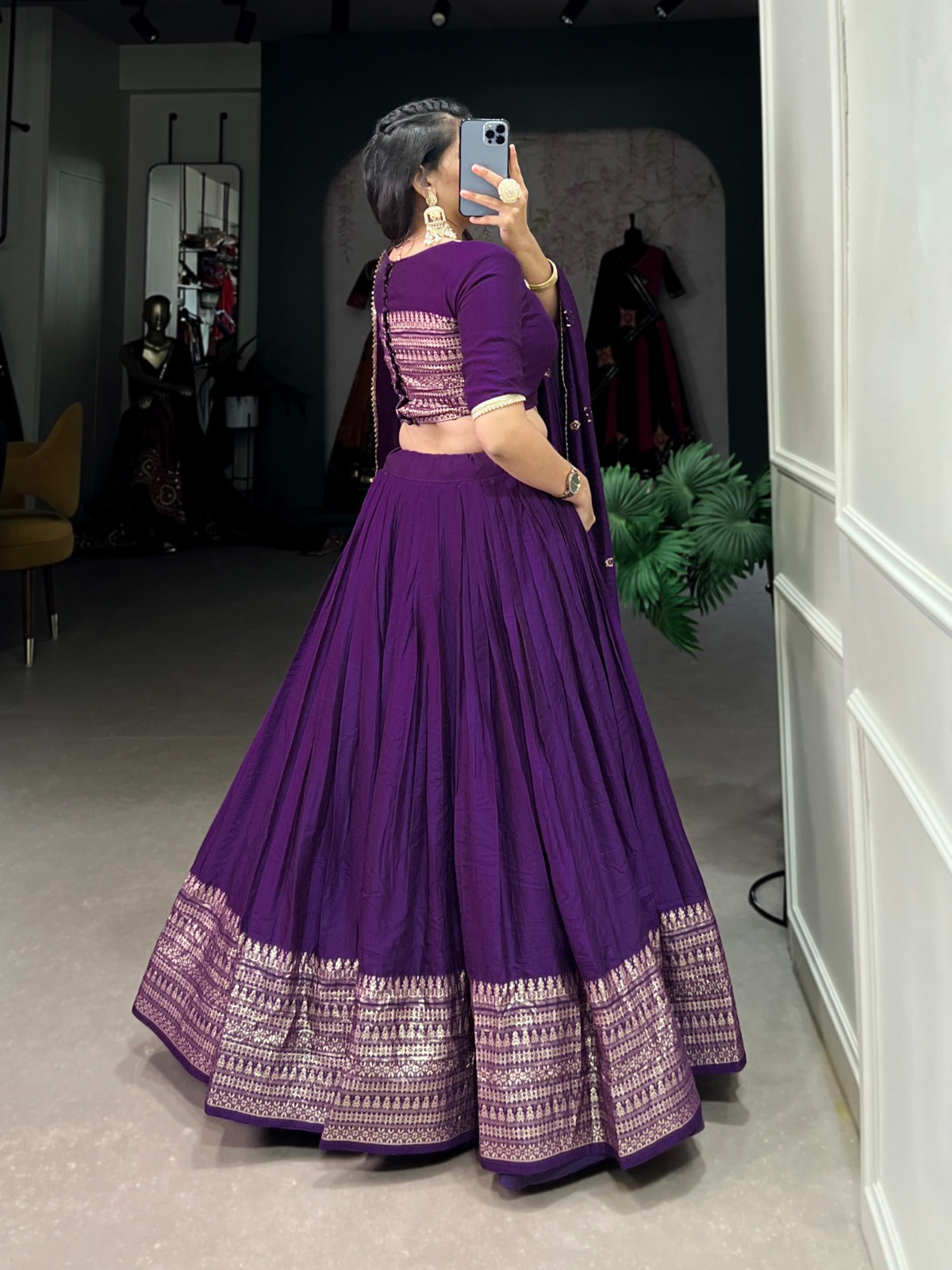 DEEP PURPLE  ZARI BORDER LEHENGA