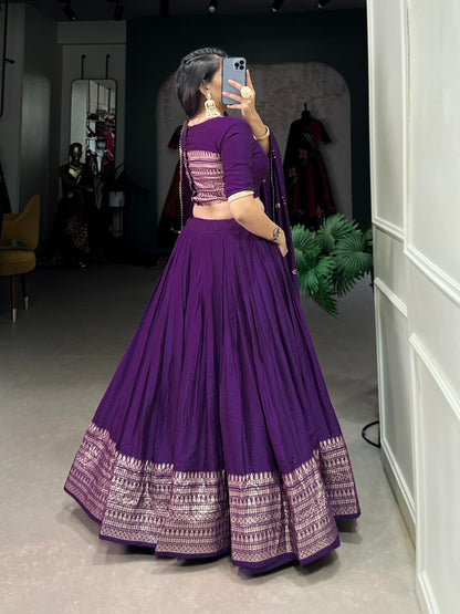 DEEP PURPLE  ZARI BORDER LEHENGA