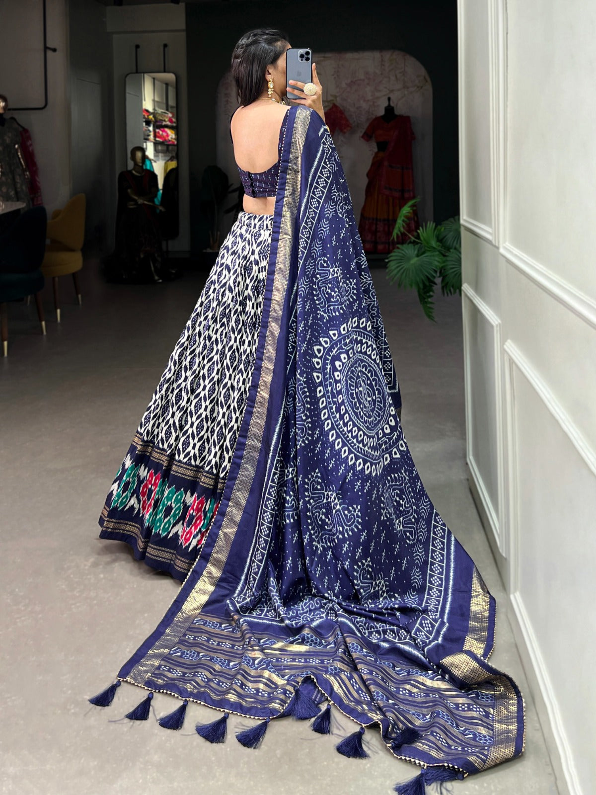 BLUE REDIANT IKKAT  LEHNGA