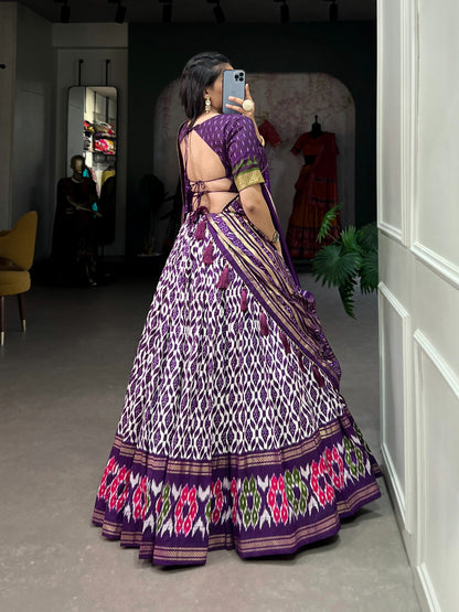 PURPLE  REDIANT IKKAT  LEHNGA