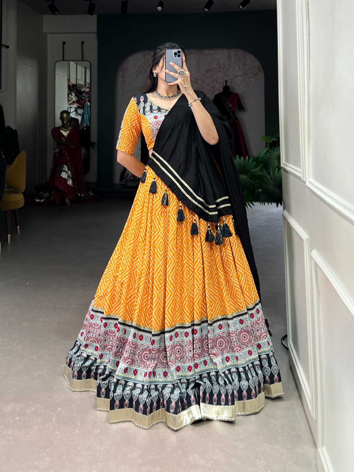 YELLOW  BANDHNI PRINT LEHENGA