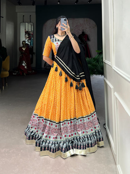 YELLOW  BANDHNI PRINT LEHENGA