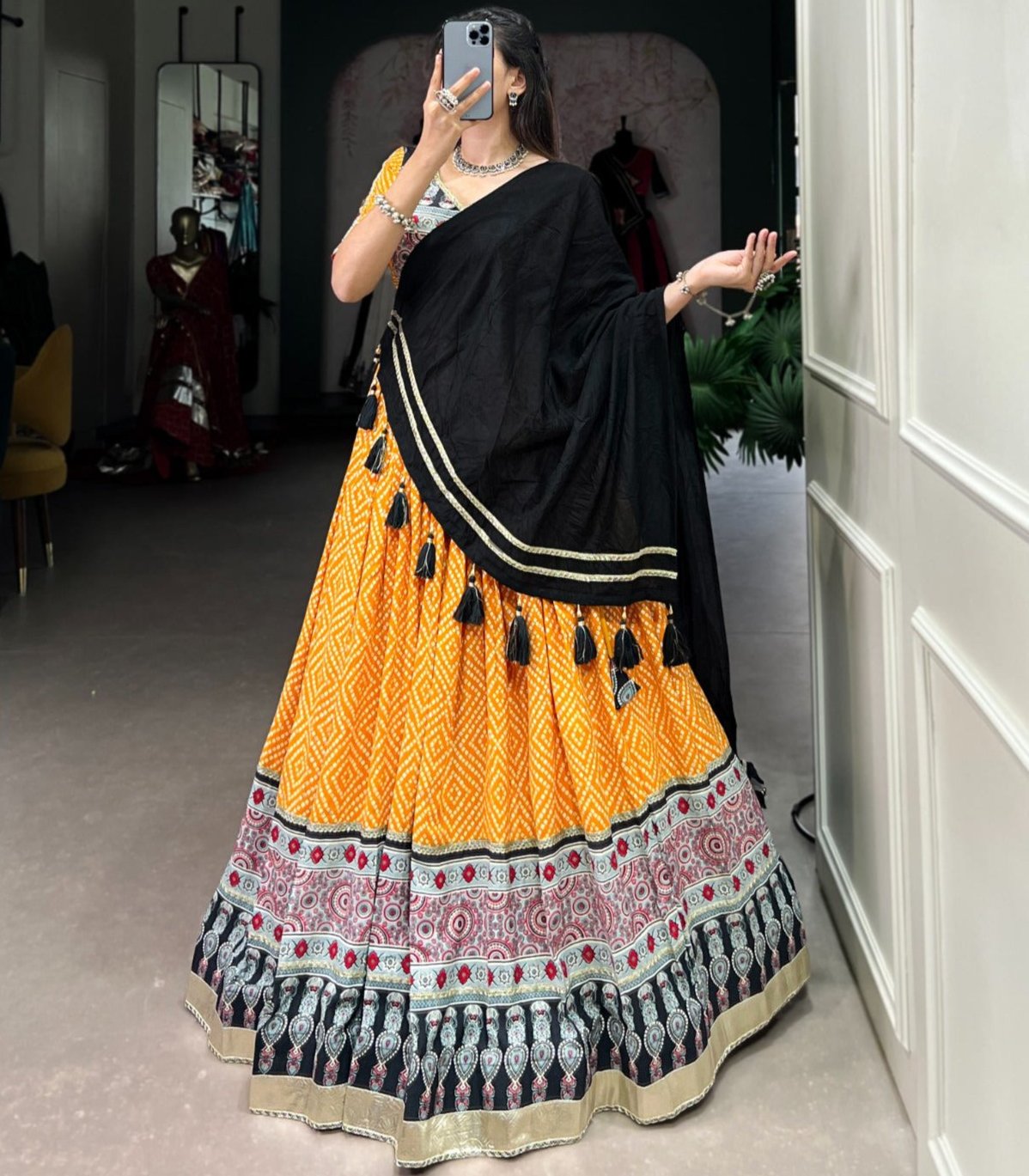 YELLOW  BANDHNI PRINT LEHENGA