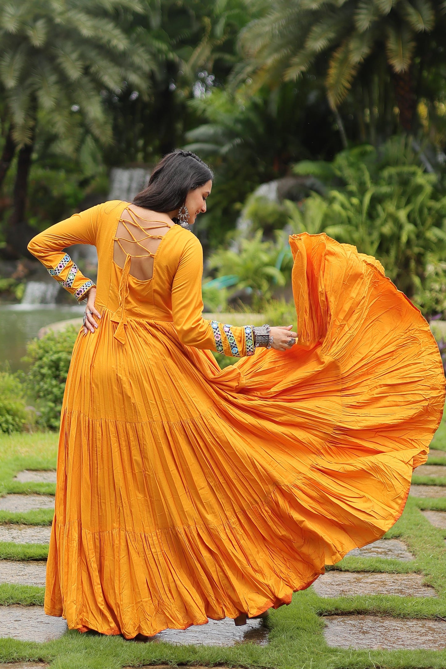YELLOW COTTON NAVARATRI GOWN