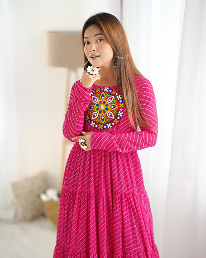 LEHERIYA PINK ANARKALI