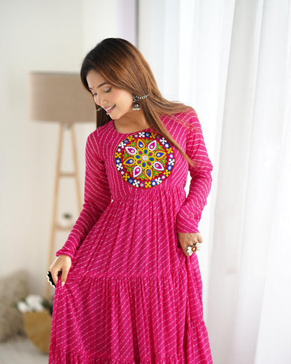 LEHERIYA PINK ANARKALI