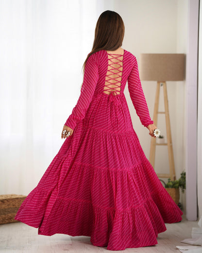 LEHERIYA PINK ANARKALI