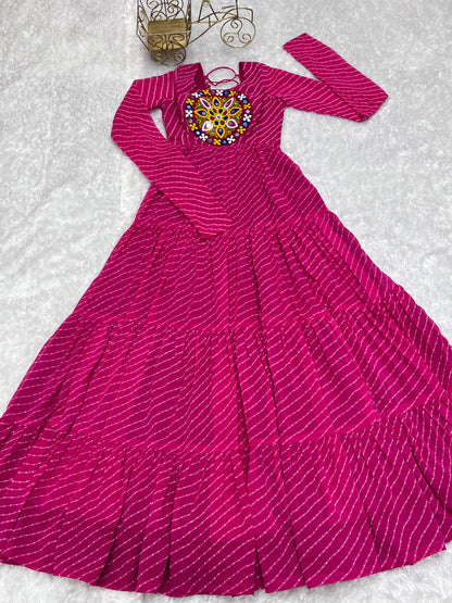 LEHERIYA PINK ANARKALI