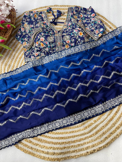 Pure Soft Rangoli Silk Sequnce Saree