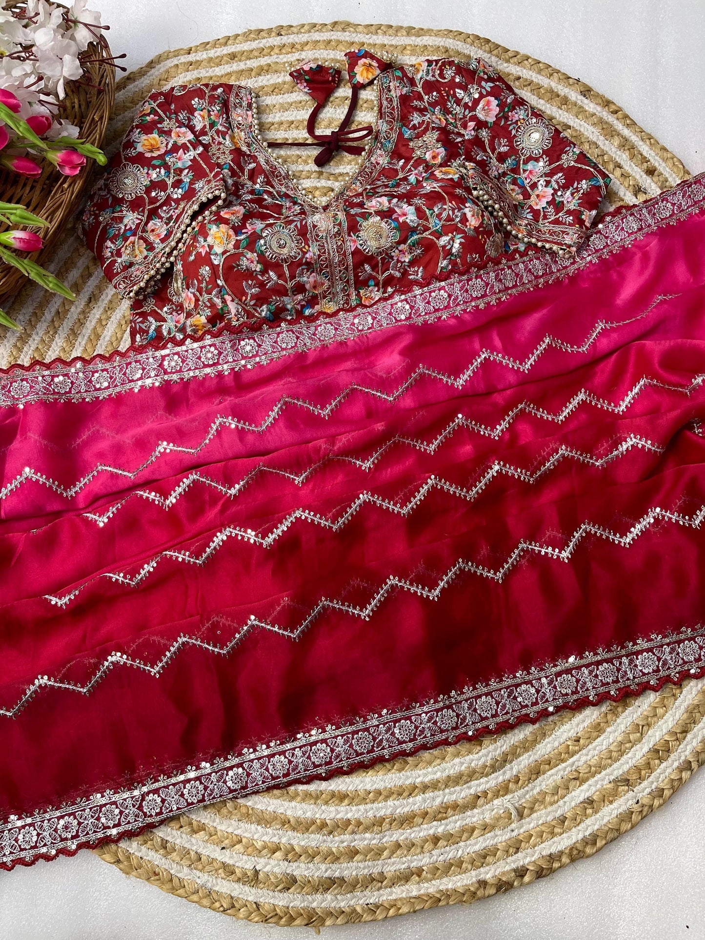Pure Soft Rangoli Silk Sequnce Saree