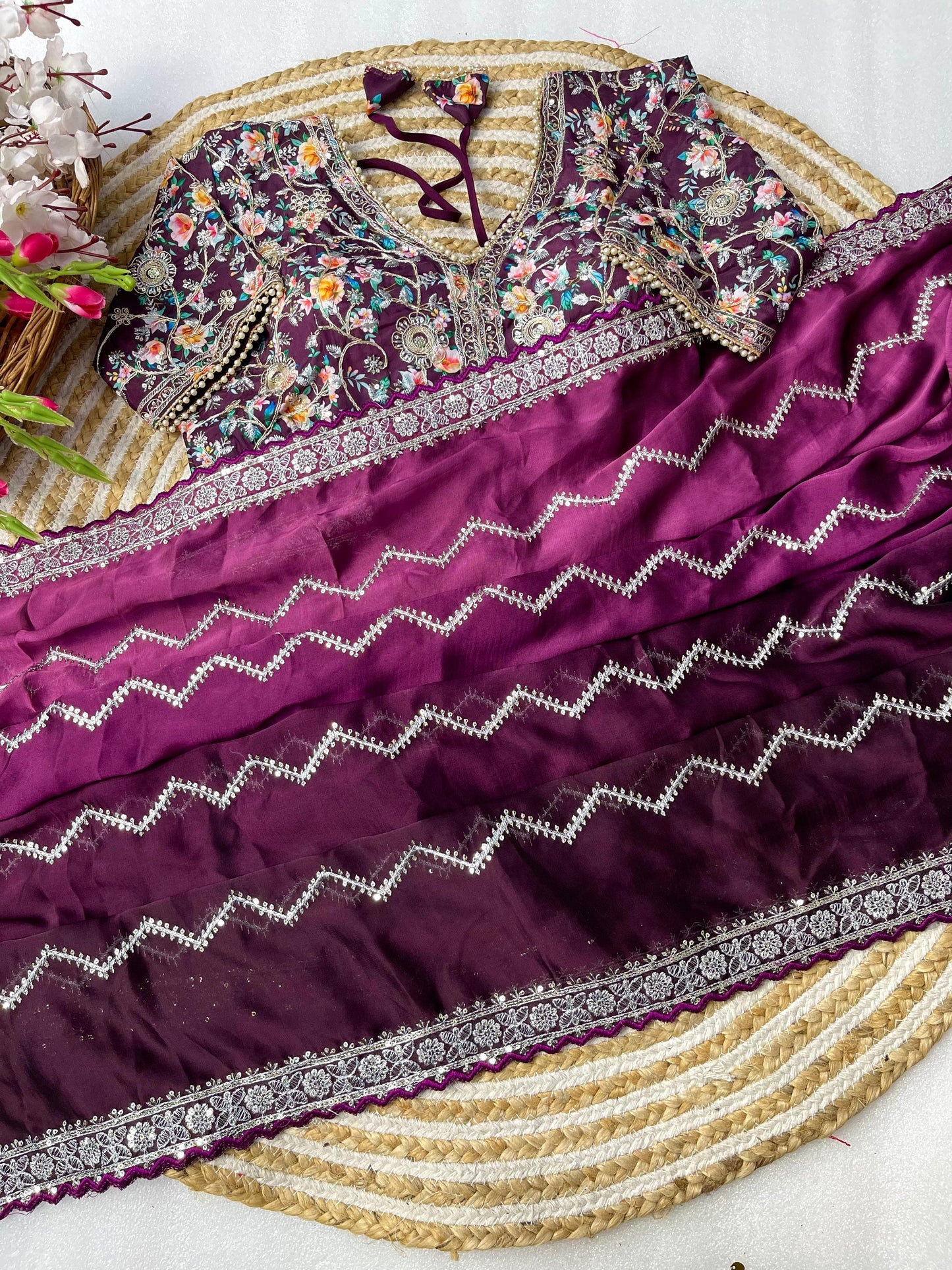 Pure Soft Rangoli Silk Sequnce Saree