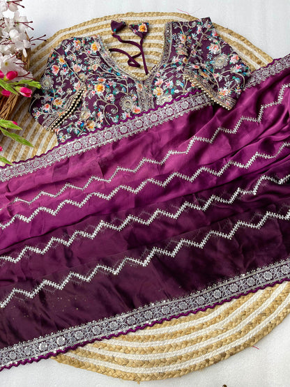 Pure Soft Rangoli Silk Sequnce Saree