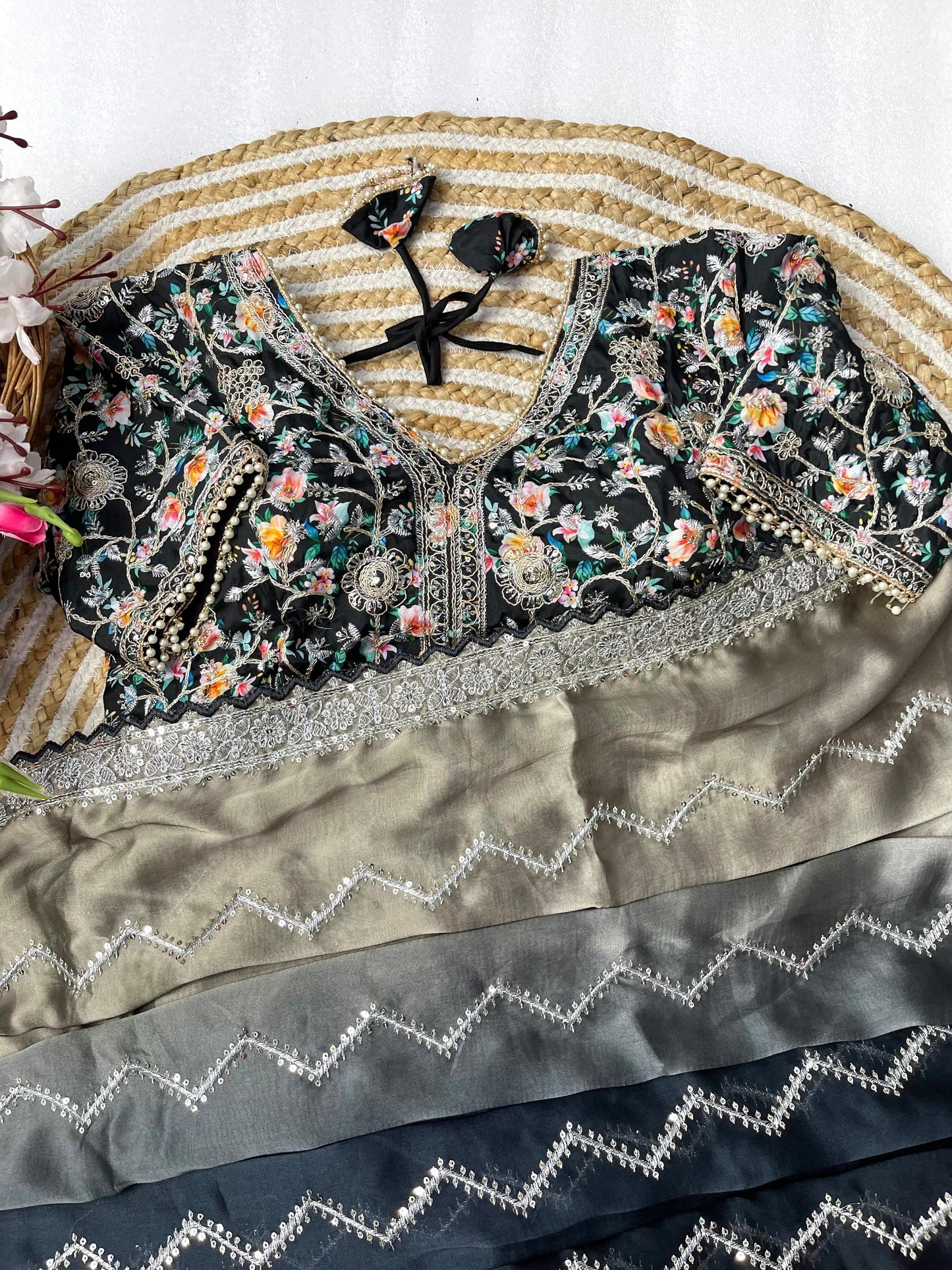 Pure Soft Rangoli Silk Sequnce Saree