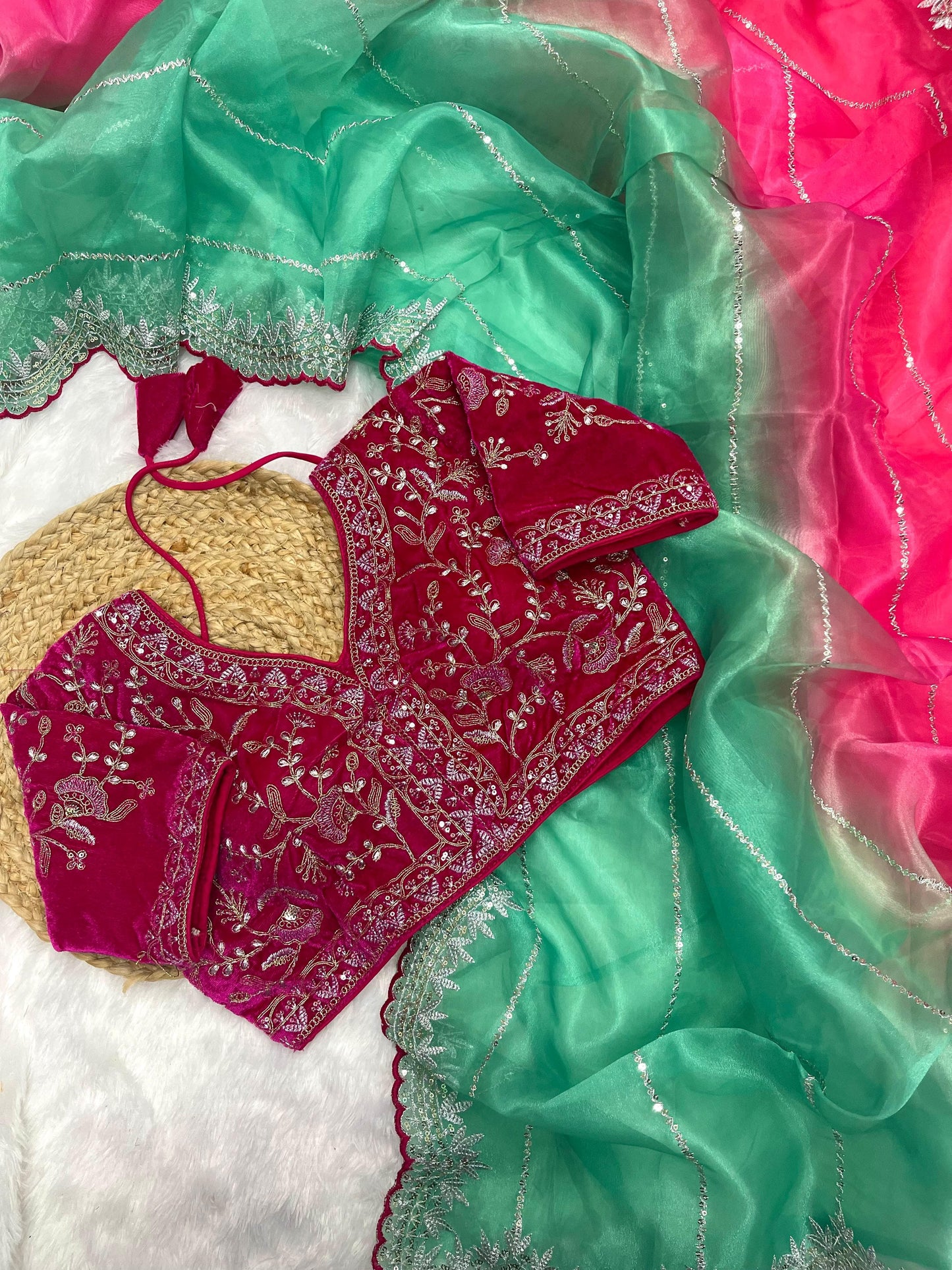 Pure Soft Organza Silk With Lehariya print Saree