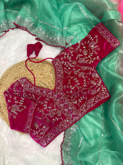 Pure Soft Organza Silk With Lehariya print Saree