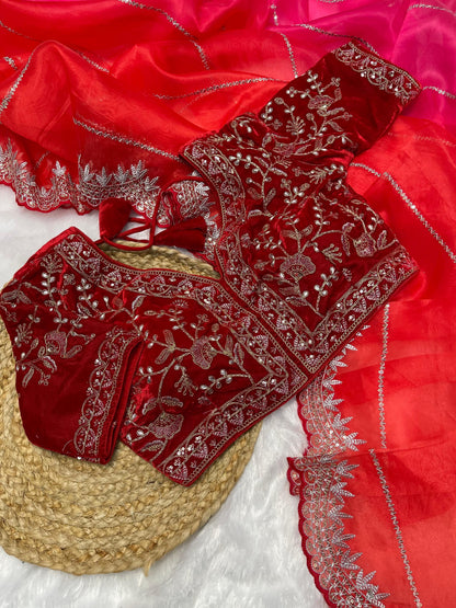 Pure Soft Organza Silk With Lehariya print Saree