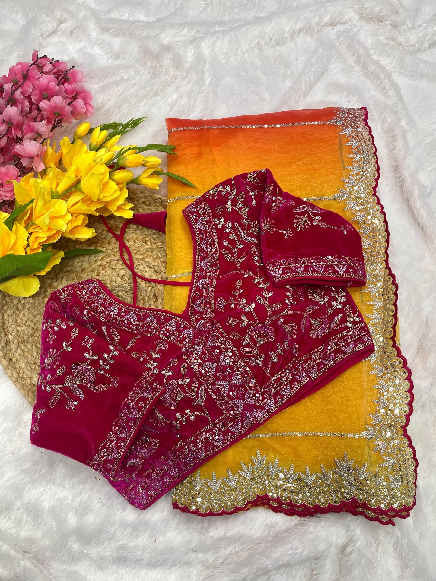 Pure Soft Organza Silk With Lehariya print Saree